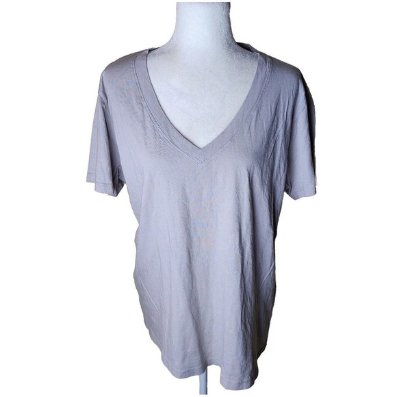 Nation LTD Tops - NATION LTD NWT $147 Light Gray Short Sleeve Scoop V-Neck Tee SIZE XL pima Cotton